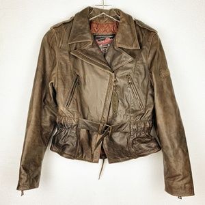 Flying Bikes Oakwood Vintage Leather Motorcycle Jacket Brown